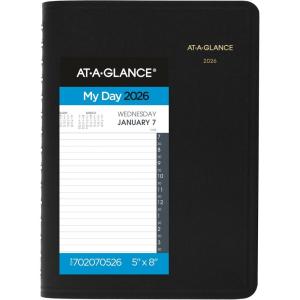 AT-A-GLANCE 2026 Appointment Book Planner, Daily, 5″ x 8″, Small, Half-Hour, Black (702070526)(2026 New Edition)