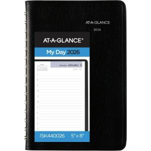 AT-A-GLANCE 2026 Appointment Book Planner, Daily, 5″ x 8″, Small, Hourly, DayMinder, Black (SK440026)