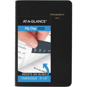 AT-A-GLANCE 2026 Appointment Book Planner, Daily, 5″ x 8″, Small, Quarter-Hour, Black (708000526)(2025 Old Edition)