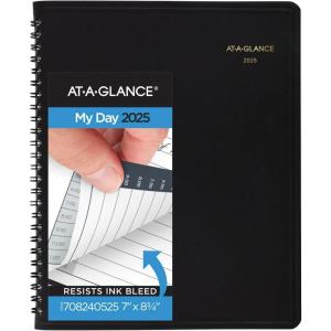 AT-A-GLANCE 2026 Appointment Book Planner, Daily, 7″ x 8-3/4″, Medium, 24-Hour, Black (708240526)(7″ x 8-3/4″)