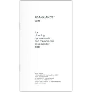AT-A-GLANCE 2026 Monthly Planner Refill for 70-064, 3-1/2″ x 6″, Pocket Size (709061026)(2026 New Edition)