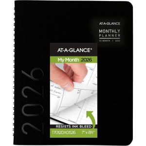 AT-A-GLANCE 2026 Planner, Monthly, 7″ x 8.75″, Medium, Contemporary, Black (70120X0526)(2026 New Edition)