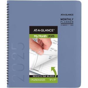 AT-A-GLANCE 2026 Planner, Monthly, 9” x 11”, Large, Contemporary, Crushed Cherry (70250X1426)(Slate Blue)