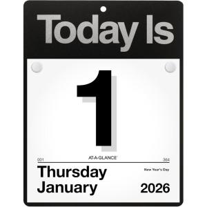 AT-A-GLANCE 2026 “Today Is” Daily Wall Calendar, 6″ x 6″, Small (K10026)(Large)