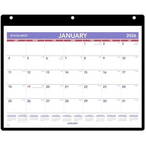 AT-A-GLANCE 2026 Wall & Desk Calendar, 11″ x 8″, Small, Clear Cover and Vinyl Holder (SK80026)(2026 New Edition)