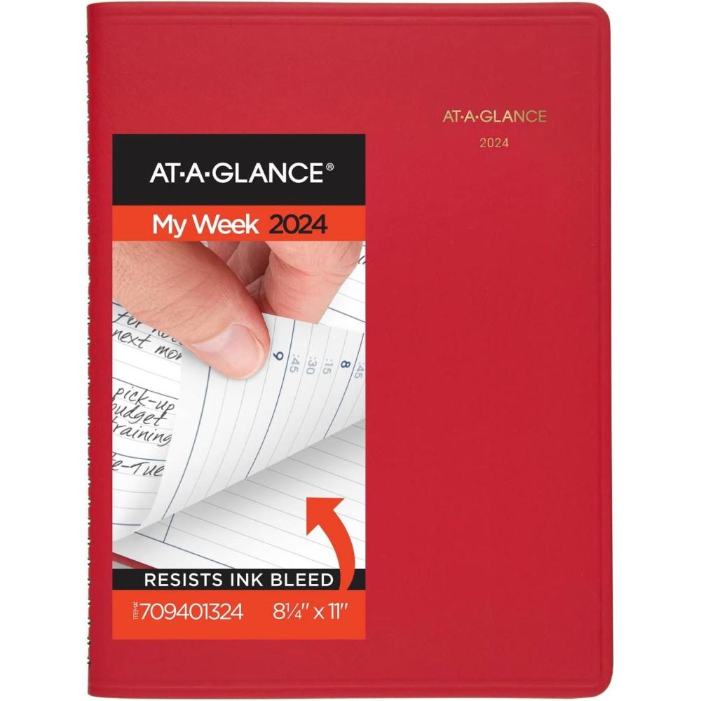 image:imageATAGLANCE 2026 Appointment Book Planner Weekly 814 x 11 Large Red 709401326Red