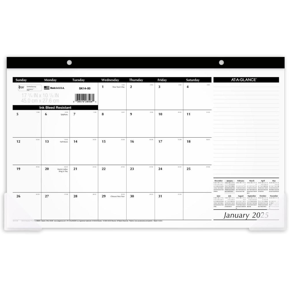 image:imageATAGLANCE 2026 Desk Calendar Monthly Desk Pad 1734 x 11 Compact SK1400262025 Old Edition