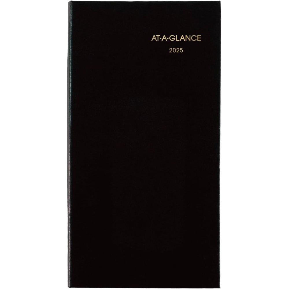 image:imageATAGLANCE 2026 Diary Fine Diary Weekly amp Monthly 3 x 6 Pocket Size Hardcover Black Brown 74020526Black