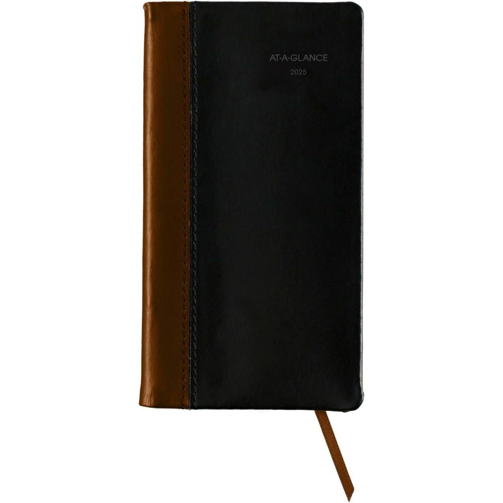 image:imageATAGLANCE 2026 Diary Fine Diary Weekly amp Monthly 3 x 6 Pocket Size Hardcover Black Brown 74020526Black Brown