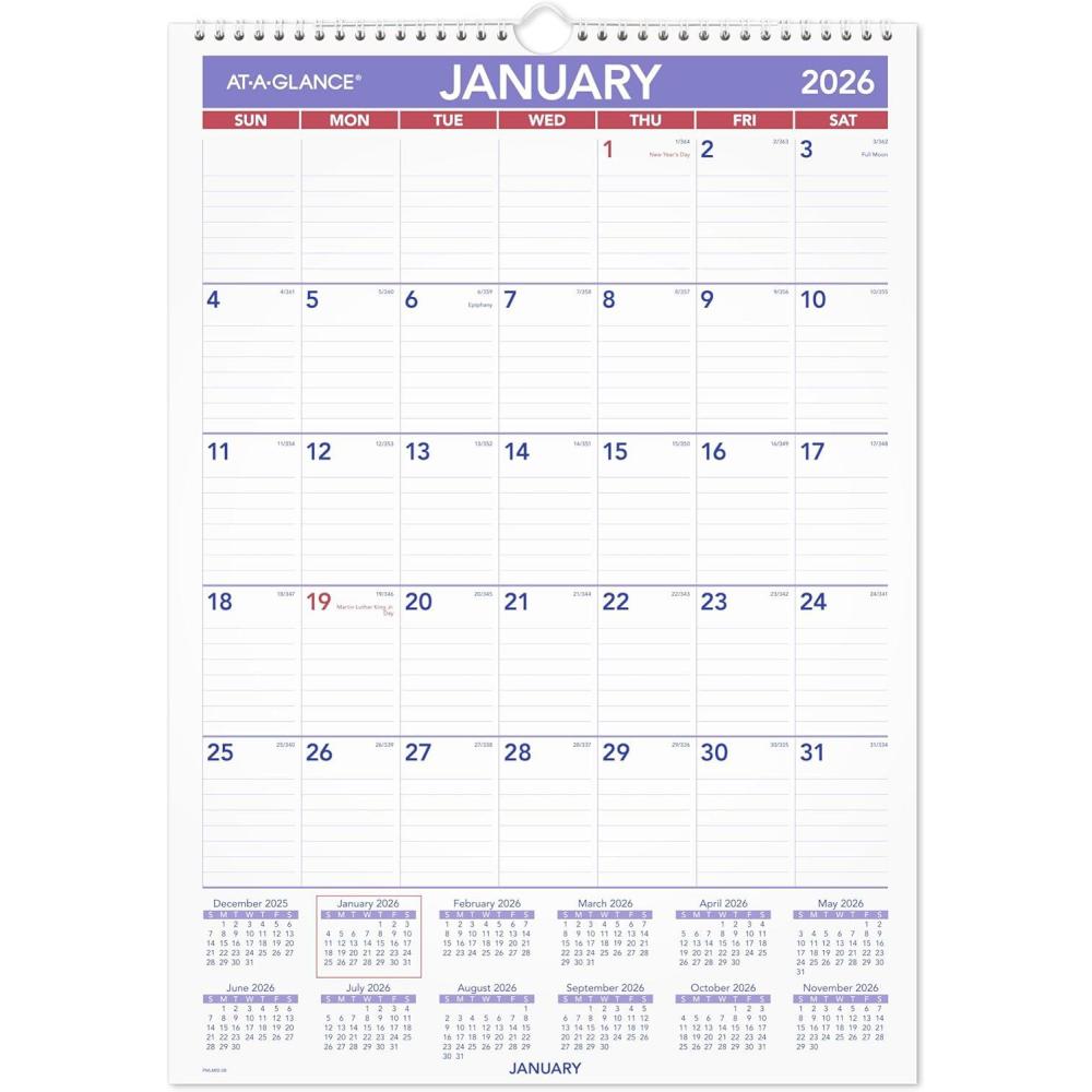 image:imageATAGLANCE 2026 Erasable Calendar Dry Erase Wall Planner 1512 x 2234 Medium PMLM0328262026 New Edition
