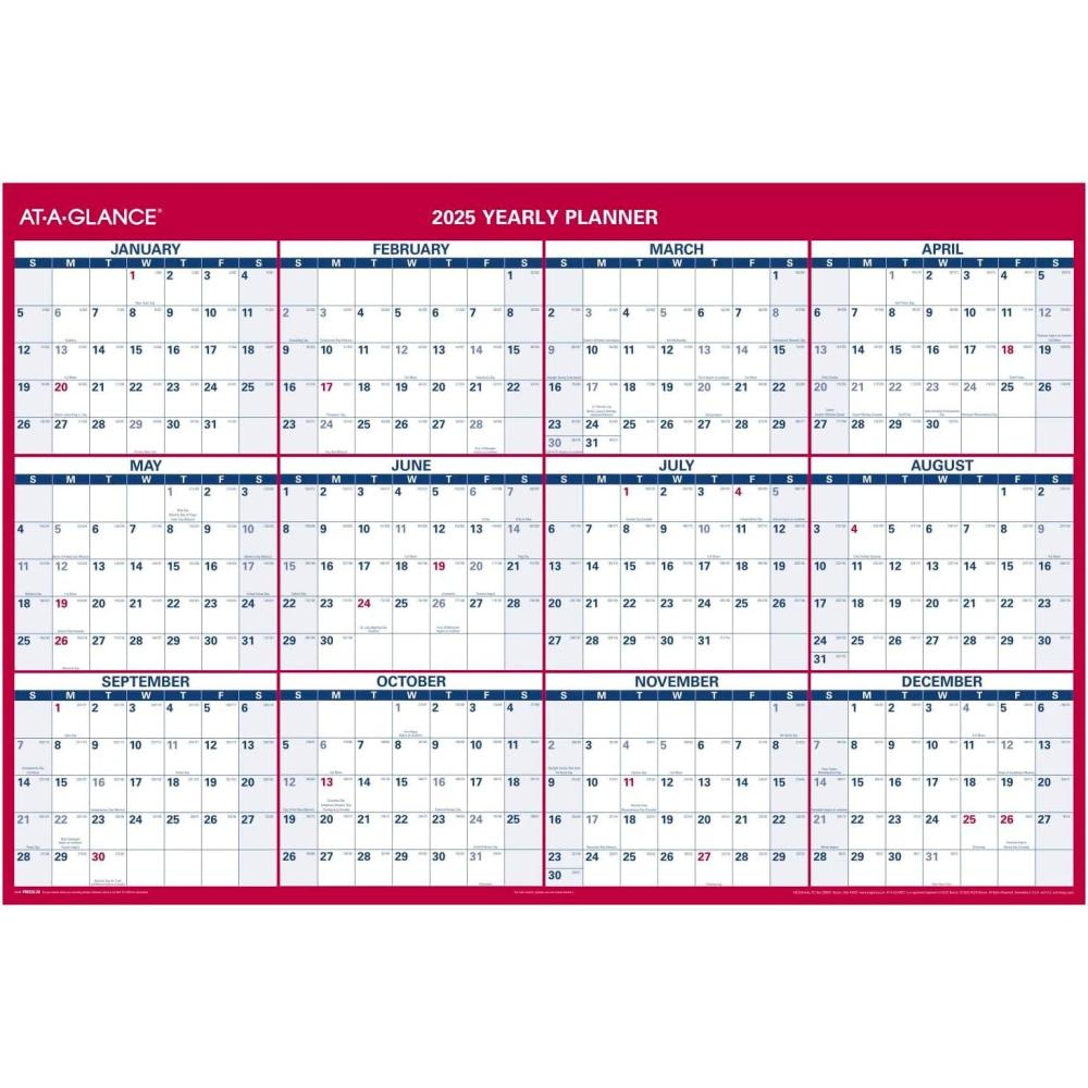 image:imageATAGLANCE 2026 Erasable Calendar Dry Erase Wall Planner 48 x 32 Extra Large VerticalHorizontal Reversible PM326282648W x 32H