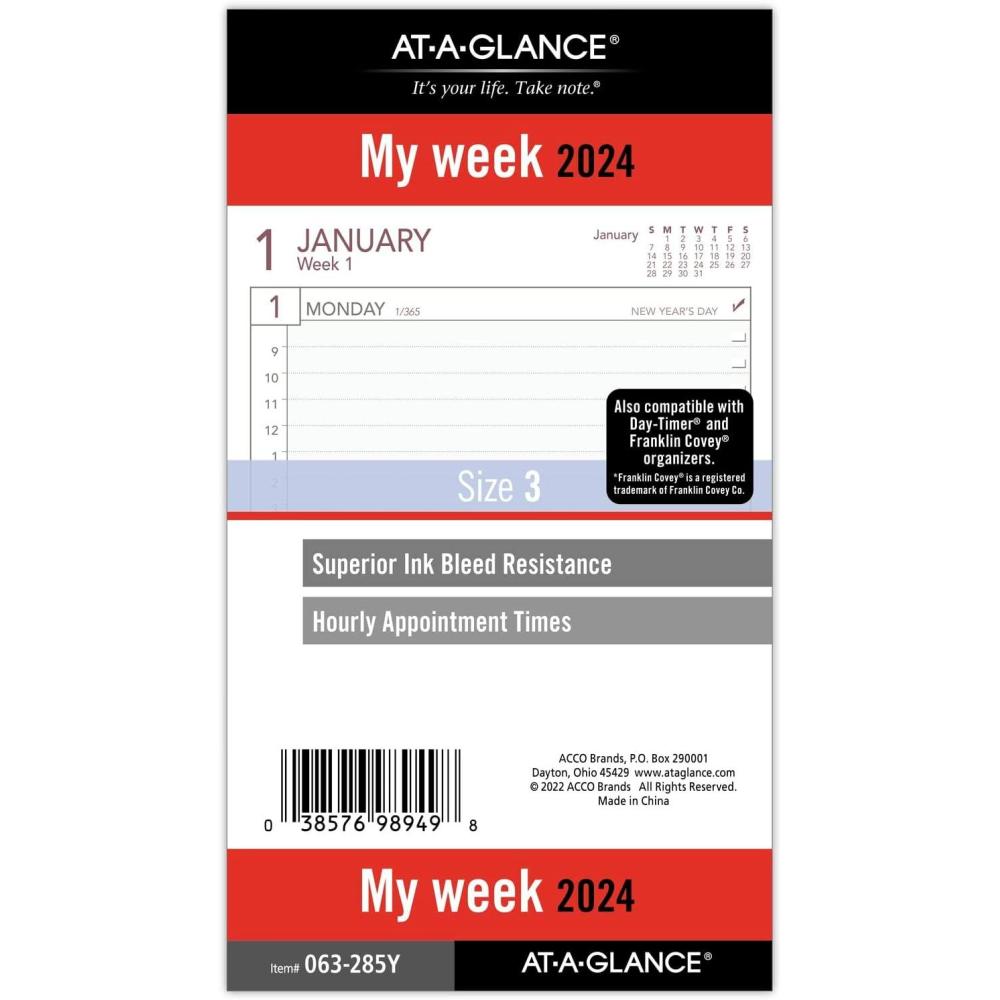 image:imageATAGLANCE 2026 Planner Refill Weekly 314 x 612 Portable Size 2 064287262024 Old Edition