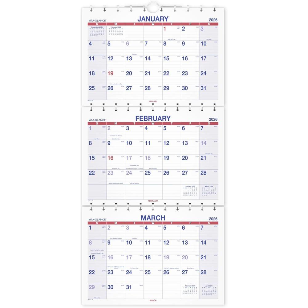image:imageATAGLANCE 2026 Wall Calendar 12 x 265 Large ThreeMonth MoveAPage PMLF1128262026