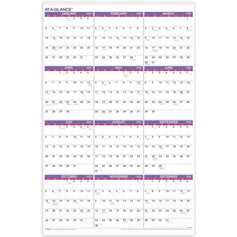 image:imageATAGLANCE 2026 Wall Calendar Monthly 24 x 36 Extra Large Paper PM1228262025 Old Edition