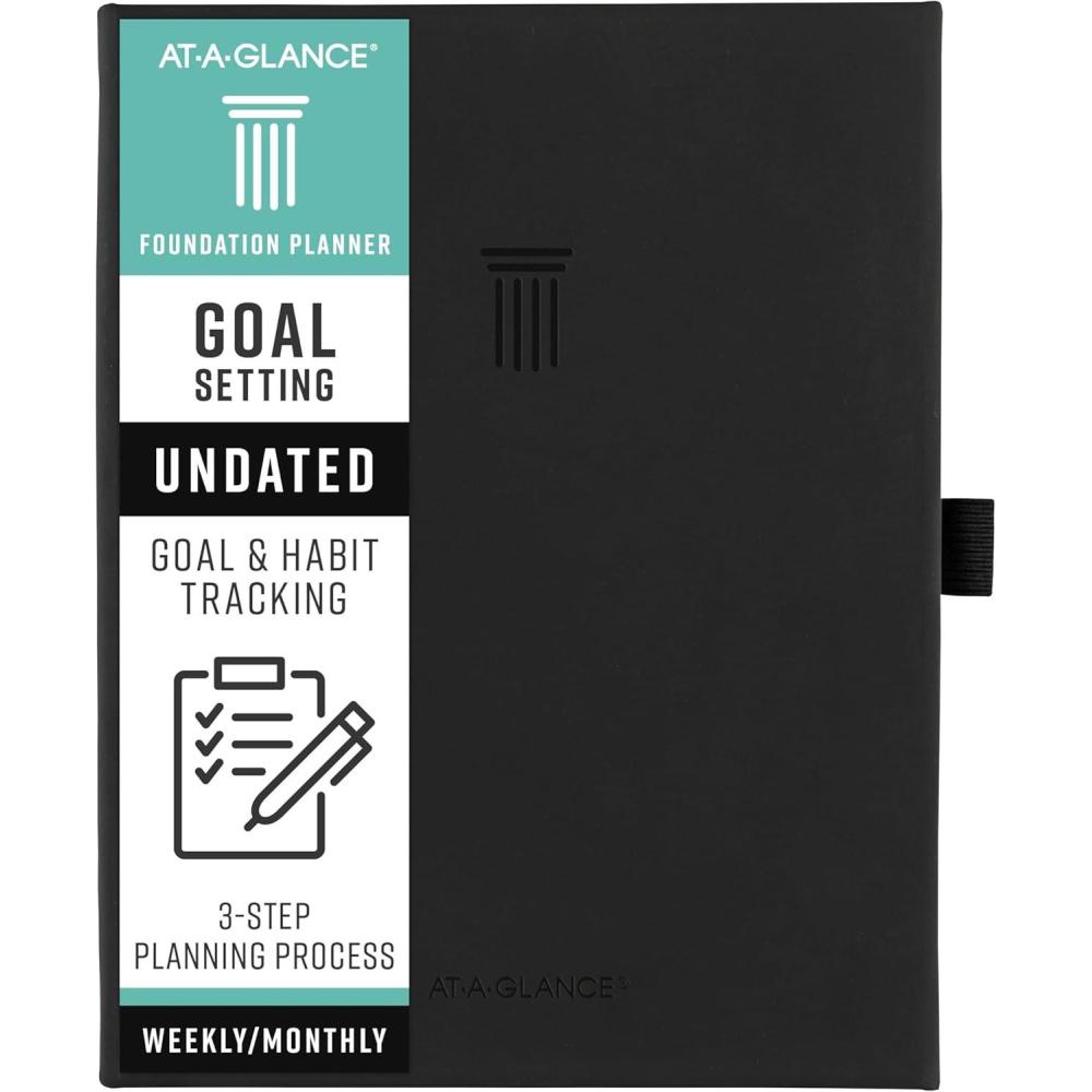 image:imageATAGLANCE Foundation Goal Setting Planner Undated Weekly amp Monthly Journal Track Progress Create Habits 534 x 814 Green FD220060Black