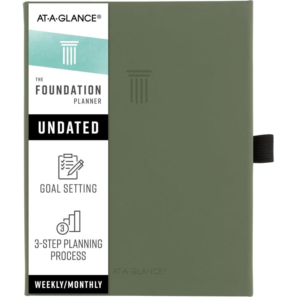 image:imageATAGLANCE Foundation Goal Setting Planner Undated Weekly amp Monthly Journal Track Progress Create Habits 534 x 814 Green FD220060Green