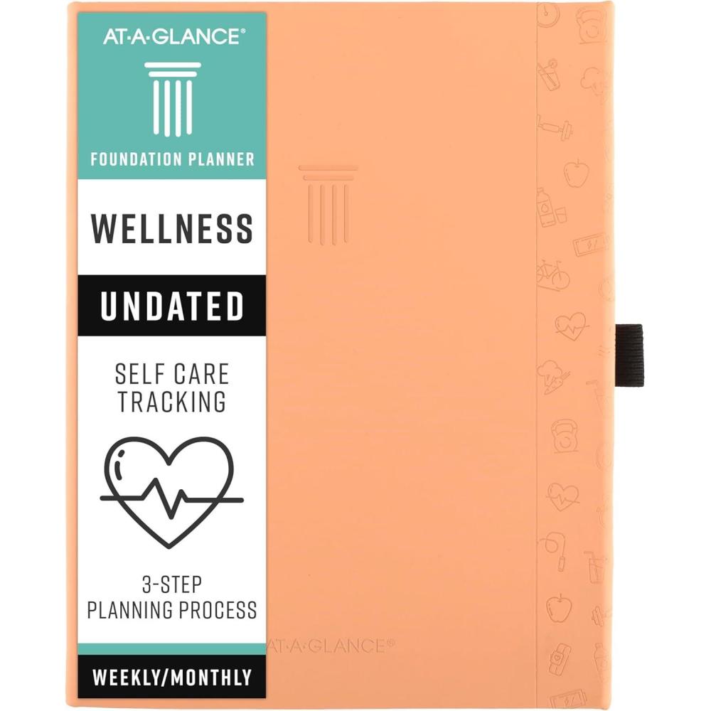 image:imageATAGLANCE Foundation Goal Setting Planner Undated Weekly amp Monthly Journal Track Progress Create Habits 534 x 814 Green FD220060Peach