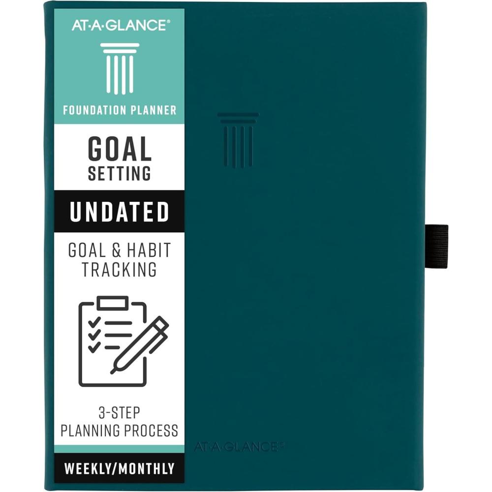 image:imageATAGLANCE Foundation Goal Setting Planner Undated Weekly amp Monthly Journal Track Progress Create Habits 534 x 814 Green FD220060Teal