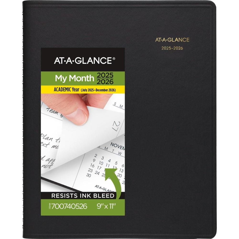 image:imageATAGLANCE Planner 20252026 Academic Monthly 9 x 11 Large Flexible Cover Black 700740520252026