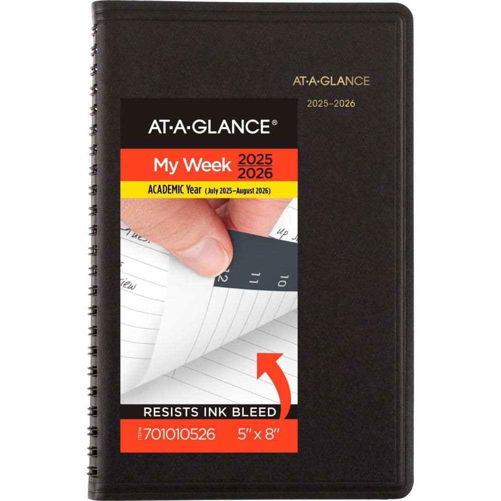 image:imageATAGLANCE Planner 20252026 Academic Weekly 5 x 8 Small Flexible Cover Black 701010520252026