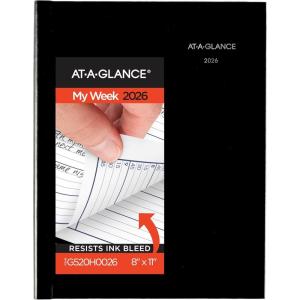 AT-A-GLANCE 2026 Appointment Book Planner, Weekly, 8″ x 11″, Large, Quarter-Hourly, Hardcover, DayMinder, Black (G520H0026)(2026 New Edition)