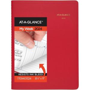 AT-A-GLANCE 2026 Appointment Book Planner, Weekly, 8-1/4″ x 11″, Large, Red (709401326)(Red)