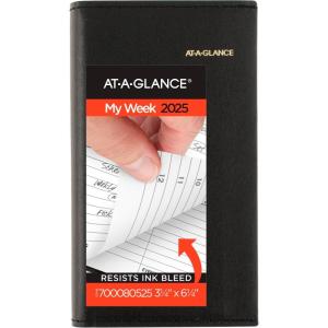 AT-A-GLANCE 2026 Appointment Book Planner, Weekly, Refillable, 3-1/4″ x 6-1/4″, Pocket Size, Hourly, Black (700080526)(2025 Old Edition)