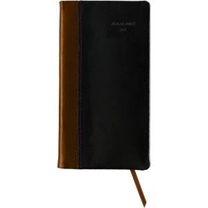 AT-A-GLANCE 2026 Diary, Fine Diary, Weekly & Monthly, 3″ x 6″, Pocket Size, Hardcover, Black Brown (74020526)(Black Brown)