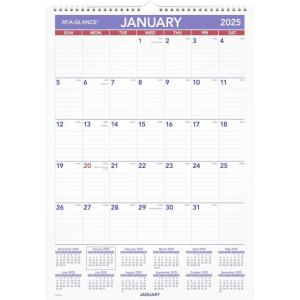 AT-A-GLANCE 2026 Erasable Calendar, Dry Erase Wall Planner, 15-1/2″ x 22-3/4″, Medium (PMLM032826)(2025 Old Edition)