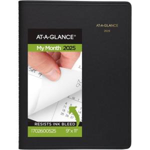 AT-A-GLANCE 2026 Planner, Monthly, 15-Month, 9″ x 11″, Large, Red (702501326)(Black)
