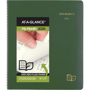 AT-A-GLANCE 2026 Planner, Monthly, 9″ x 11″, Large, Recycled, Green (70260G6026)(2026 New Edition)