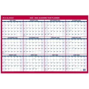 AT-A-GLANCE Erasable Calendar 2025-2026, Dry Erase Wall Planner, 24″ x 36″, Large, Academic & Regular Year, Double Sided, Vertical (PM210S28)(2025-2026)