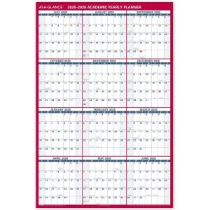 AT-A-GLANCE Erasable Calendar 2025-2026, Dry Erase Wall Planner, 48″ x 32″, Extra Large, Academic Year, Double Sided, Horizontal/Verical (PM36AP28)(2025-2026)
