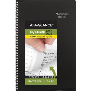 AT-A-GLANCE Planner 2025-2026 Academic, Monthly, 8″ x 12″, Large, Flexible Cover, DayMinder, Black (AY200)(2025-2026)