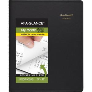 AT-A-GLANCE Planner 2025-2026 Academic, Monthly, 9″ x 11″, Large, Flexible Cover, Black (7007405)(2024-2025)