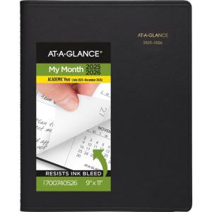 AT-A-GLANCE Planner 2025-2026 Academic, Monthly, 9″ x 11″, Large, Flexible Cover, Black (7007405)(2025-2026)