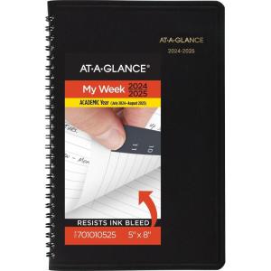 AT-A-GLANCE Planner 2025-2026 Academic, Weekly, 5″ x 8″, Small, Flexible Cover, Black (7010105)(2024-2025)