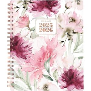 AT-A-GLANCE Planner 2025-2026 Academic, Weekly & Monthly, 8-1/2″ x 11″, Large, Monthly Tabs, Flexible Cover, Badge Floral (1734F-905A)