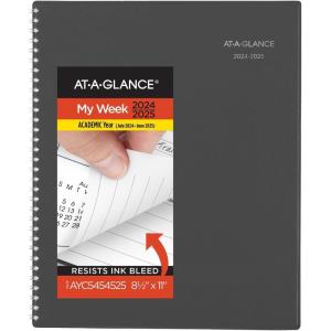 AT-A-GLANCE Planner 2025-2026 Academic, Weekly & Monthly, 8-1/2″ x 11″, Large, Monthly Tabs, Flexible Cover, DayMinder, Charcoal (AYC54545)(2024-2025)
