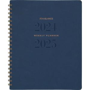 AT-A-GLANCE Planner 2025-2026 Academic, Weekly & Monthly, 8-1/2″ x 11″, Large, Monthly Tabs, Flexible Cover, Signature Collection, Brown (YP905A09)(Navy)