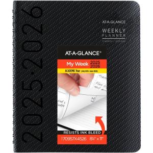 AT-A-GLANCE Planner 2025-2026 Academic, Weekly & Monthly, Half-Hourly Appointment Book, 8-1/4″ x 11″, Large, Monthly Tabs, Flexible Cover, Contempo, Charcoal (70957X45)(Charcoal)
