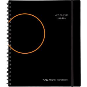 AT-A-GLANCE Planner 2025-2026 Academic, Weekly & Monthly, Hourly Appointment Book, 8-3/4″ x 11″, Large, Monthly Tabs, Flexible Cover, Plan.Write.Remember., Black (70595705)(8-3/4″ x 11″)
