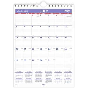 AT-A-GLANCE Wall Calendar 2025-2026 Academic, Monthly, 8″ x 11″, Small, Ruled Daily Blocks (AY128)(2025-2026)
