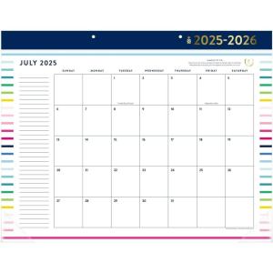 at-A-Glance Desk Calendar 2025-2026 Academic, Simplified by Emily Ley, Monthly Desk Pad, 21-3/4″ x 17″, Standard, Happy Stripe (EL37-704A)(2025-2026)