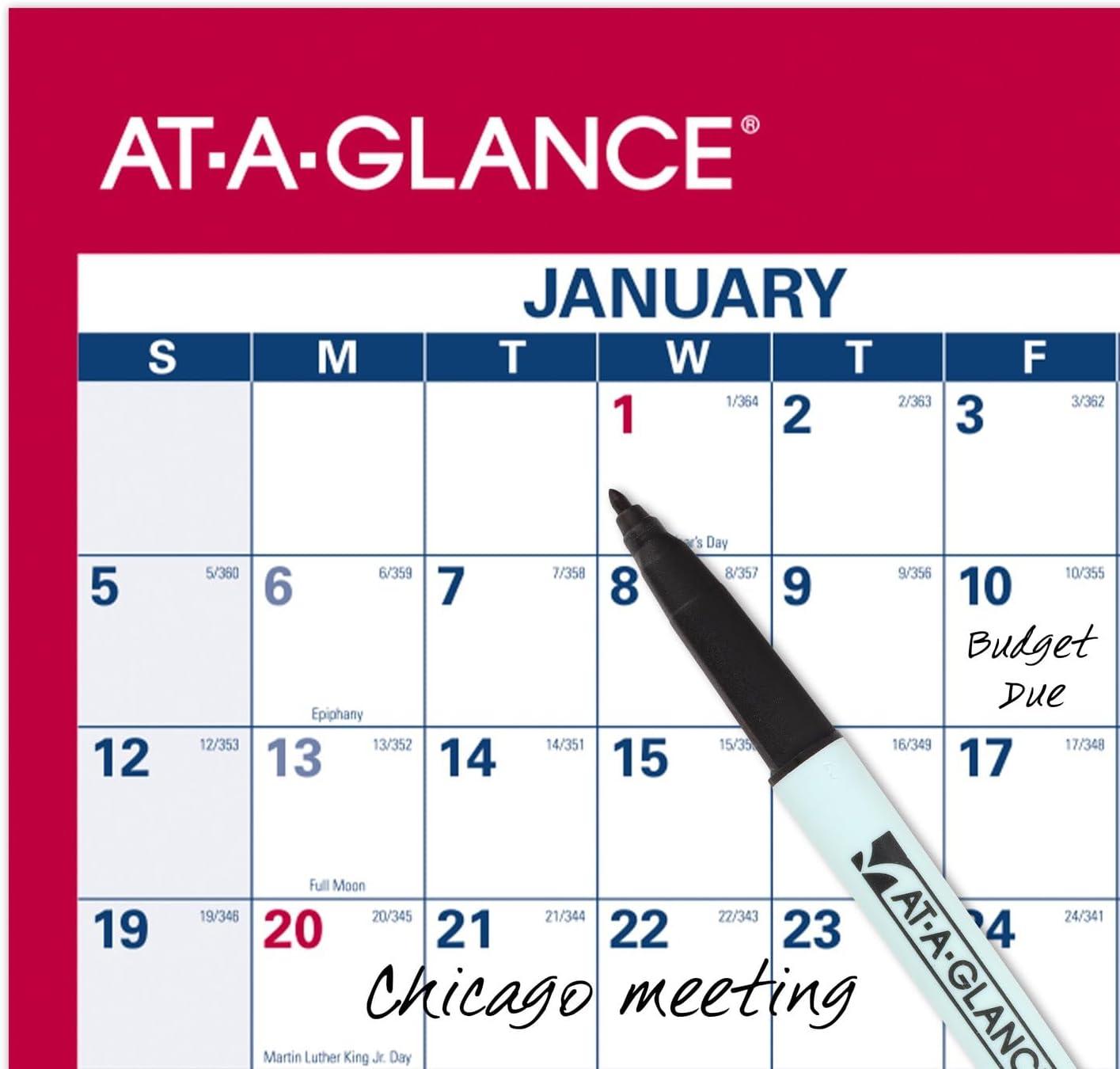 image:imageATAGLANCE 2026 Erasable Calendar Dry Erase Wall Planner 36 x 24 Large VerticalHorizontal Reversible Includes Marker PM2628262025 Old Edition