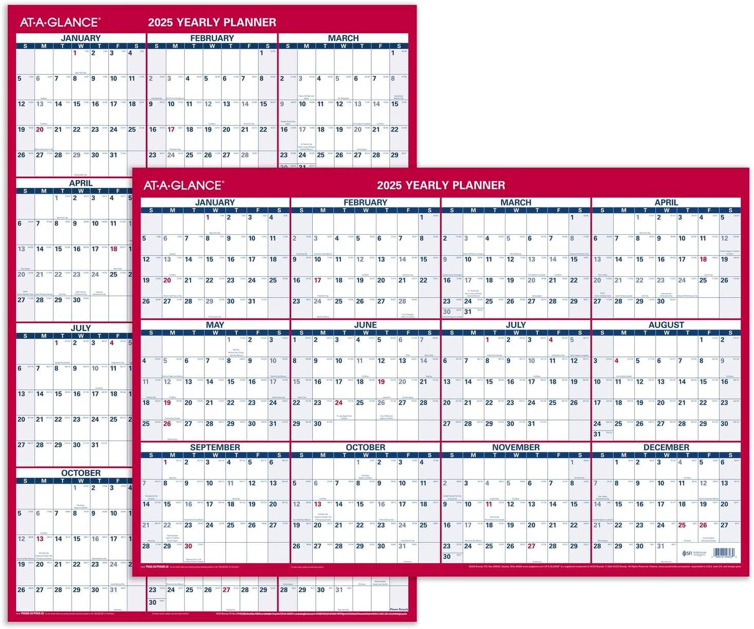 image:imageATAGLANCE 2026 Erasable Calendar Dry Erase Wall Planner 36 x 24 Large VerticalHorizontal Reversible Includes Marker PM2628262025 Old Edition