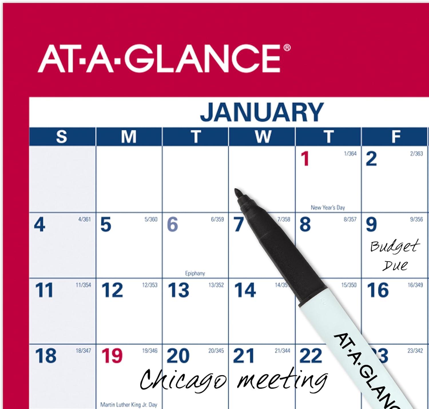 image:imageATAGLANCE 2026 Erasable Calendar Dry Erase Wall Planner 36 x 24 Large VerticalHorizontal Reversible Includes Marker PM2628262026 New Edition