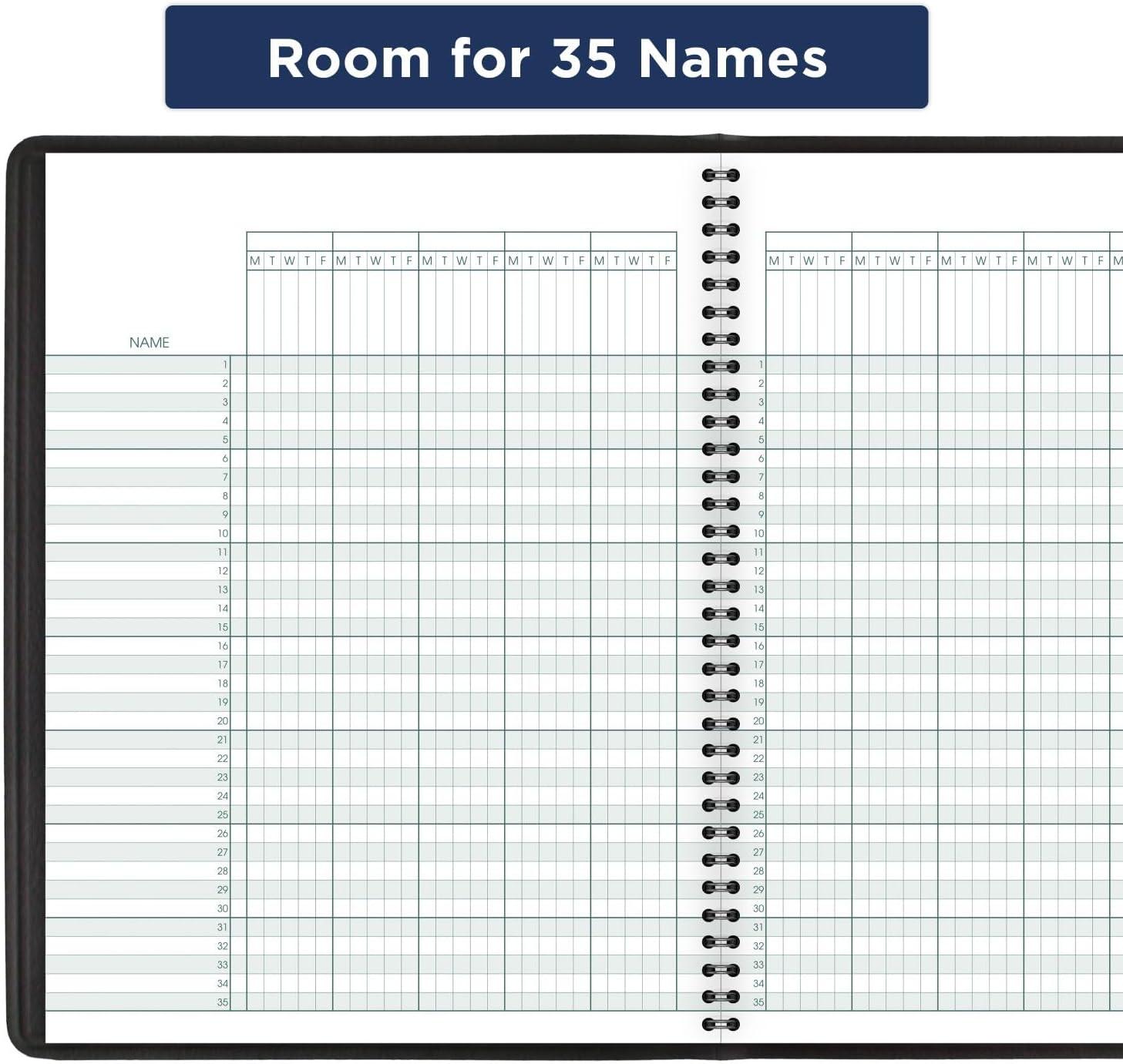 image:imageATAGLANCE Undated Class Record Book 814 x 11 10 Weeks 35 Students Black 8015005
