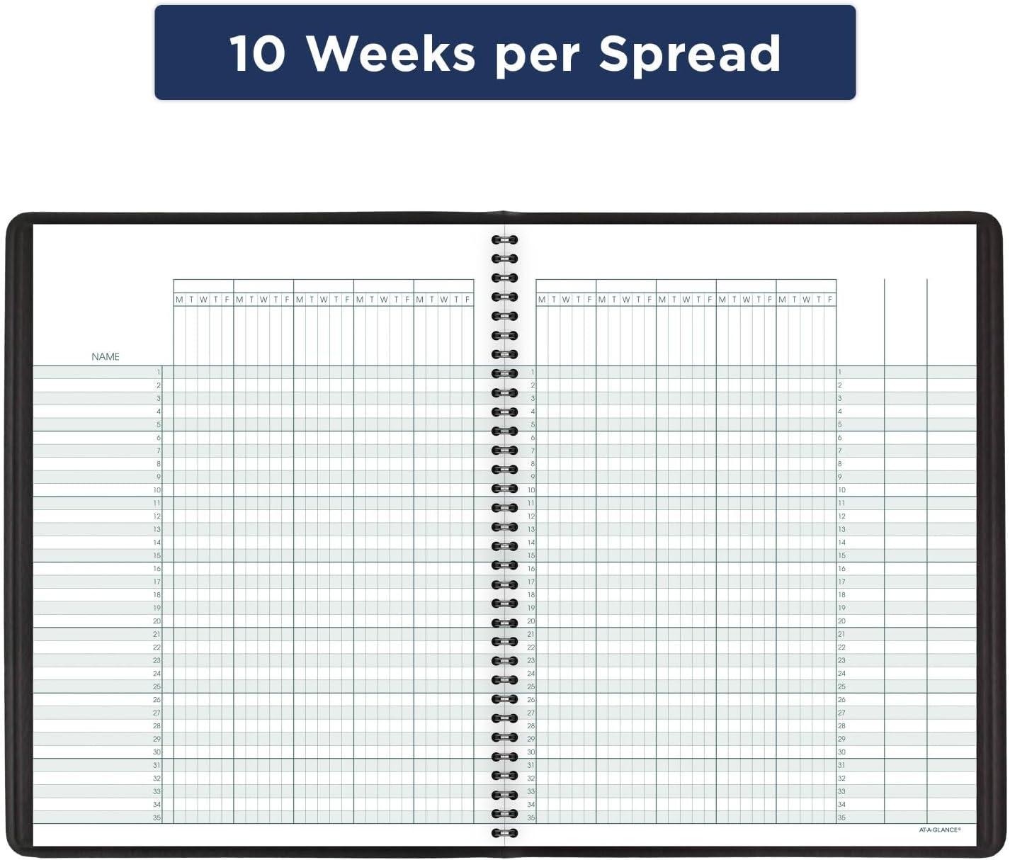 image:imageATAGLANCE Undated Class Record Book 814 x 11 10 Weeks 35 Students Black 8015005