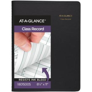 AT-A-GLANCE Undated Class Record Book, 8-1/4″ x 11″, 10 Weeks, 35 Students, Black (8015005)